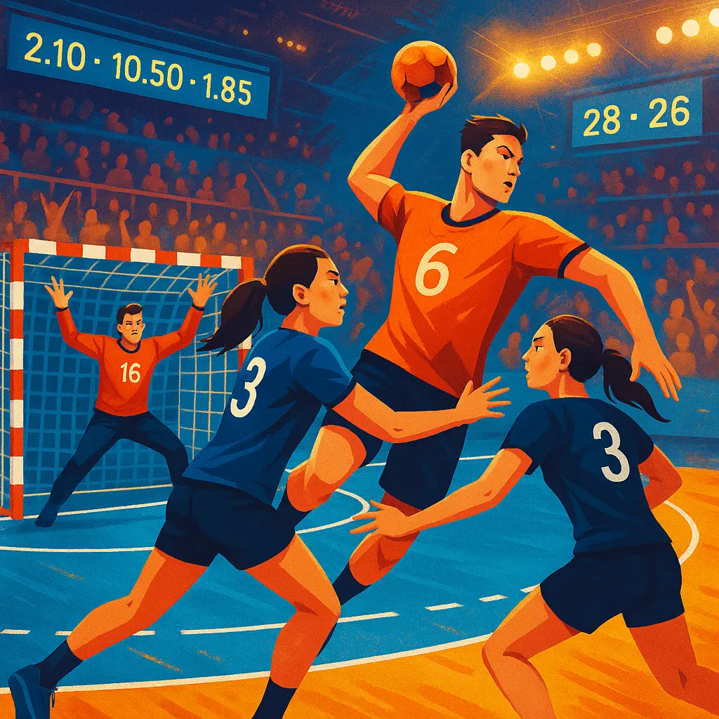 Handball betting action during a live match